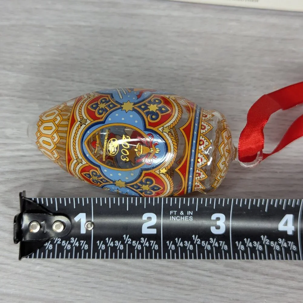Hutschenreuther Glas Glocke Kristal Zapfen 2003 Winter Sports Motif Ornament